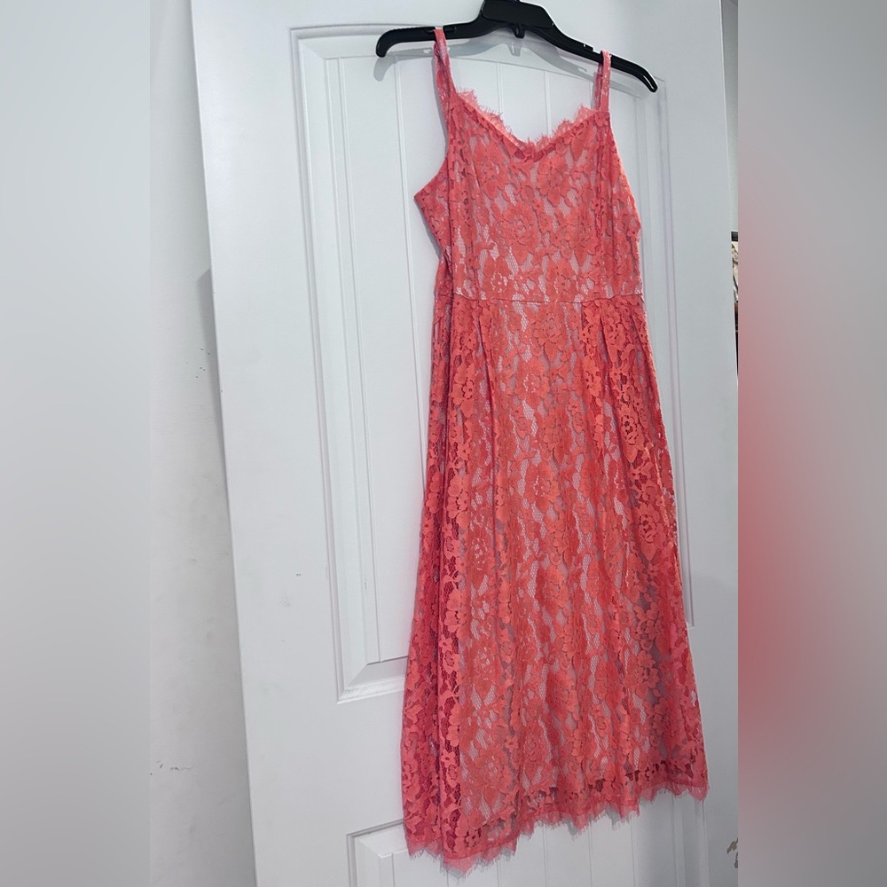 Apt. 9 Coral Lace Midi Slip Dress
